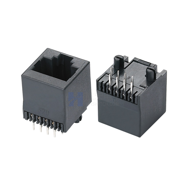 网口连接器RJ45 8P8C 黑色全塑 网络接口插座