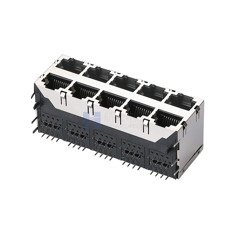 卧式网口连接器RJ45 2X6 带屏蔽 网络接口插座