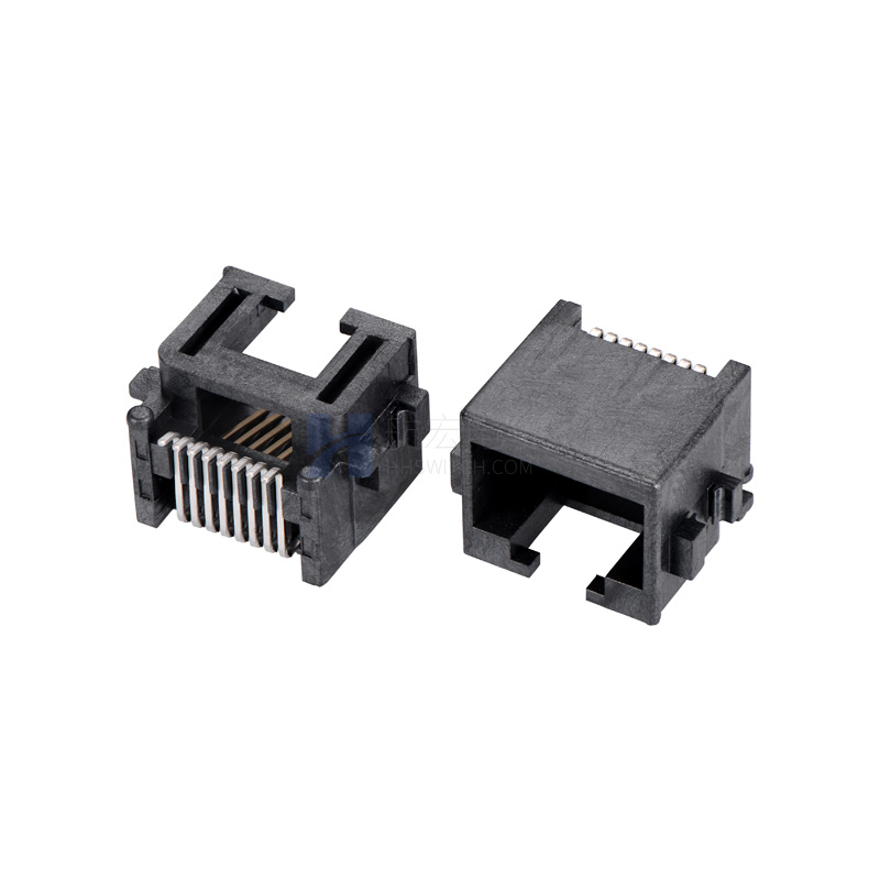 卧式贴片网口连接器RJ45-8P带柱全塑高H8.60 网络接口插座