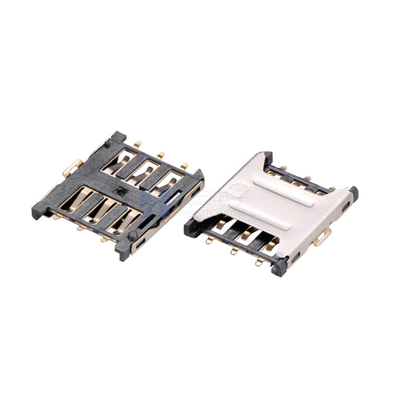 NANO-SIM 卡座NO-PUSH 1.35H带柱