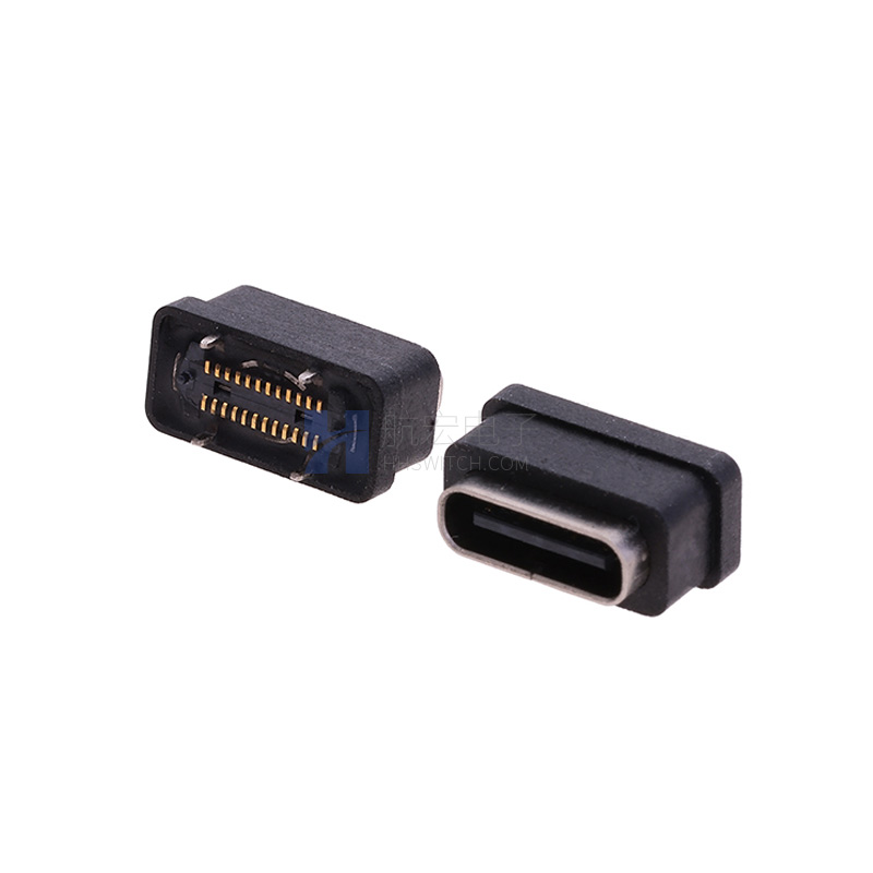 TYPE C 24P立贴防水母座H=6.5外壳4脚