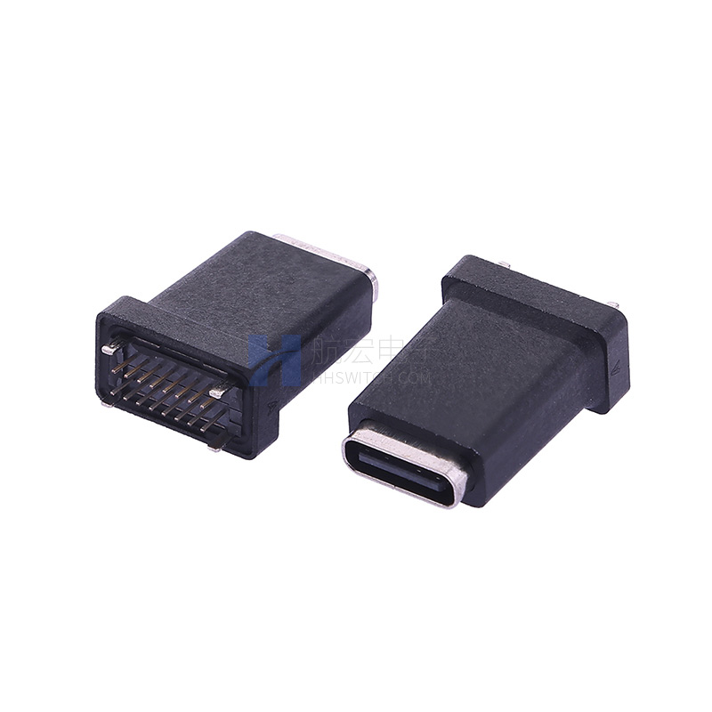TYPE C 16P 立式防水母座DIP H=15.0