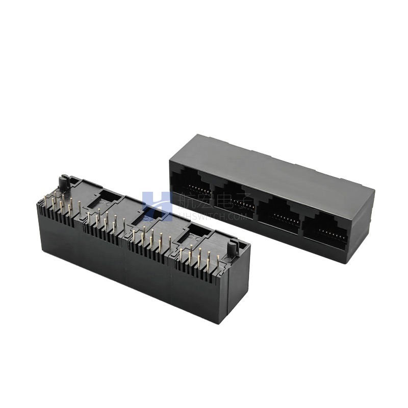 RJ45网络插座1X4 8P8C卧式全塑无灯 网络接口 光猫路由器交换机母座