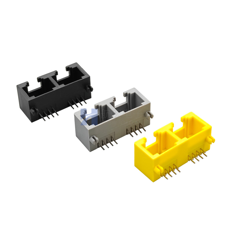 RJ45网口连接器8P8C 1X2全塑无灯网络接口 网线水晶头母座 光猫路由器交换机母座