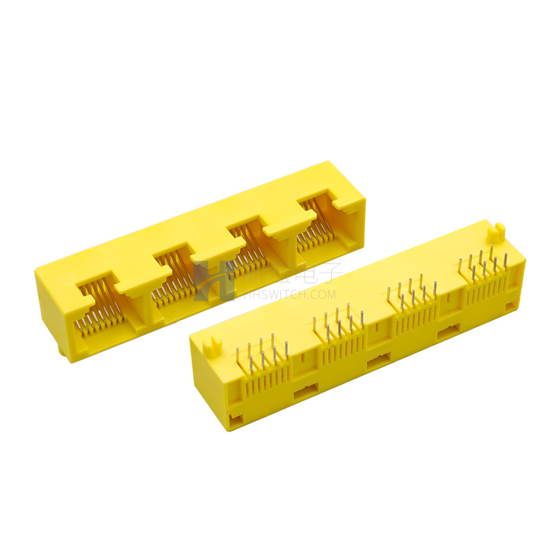 RJ45母座8P8C 1X4卧插全塑无灯 网络接口 水晶头母座 光猫路由器交换机母座