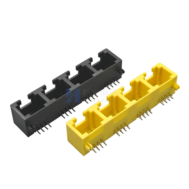 RJ45母座8P8C 1X4卧式插板 全塑无灯 网络接口 水晶头母座 光猫路由器交换机母座