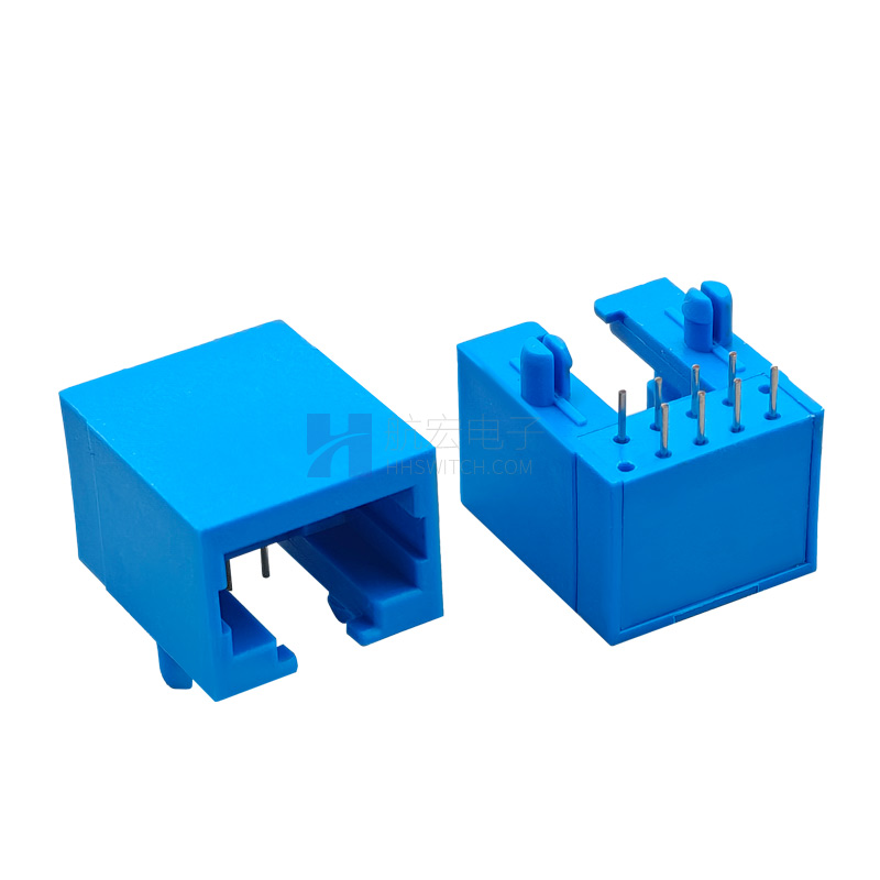 RJ45网口连接器10P8C 单口黄色全塑无灯 网络接口 光猫路由器交换机母座