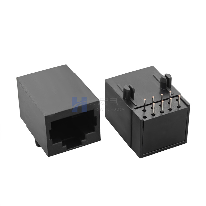 RJ45网口连接器 8P8C单口全塑无灯 网络接口 水晶头母座 光猫路由器交换机母座