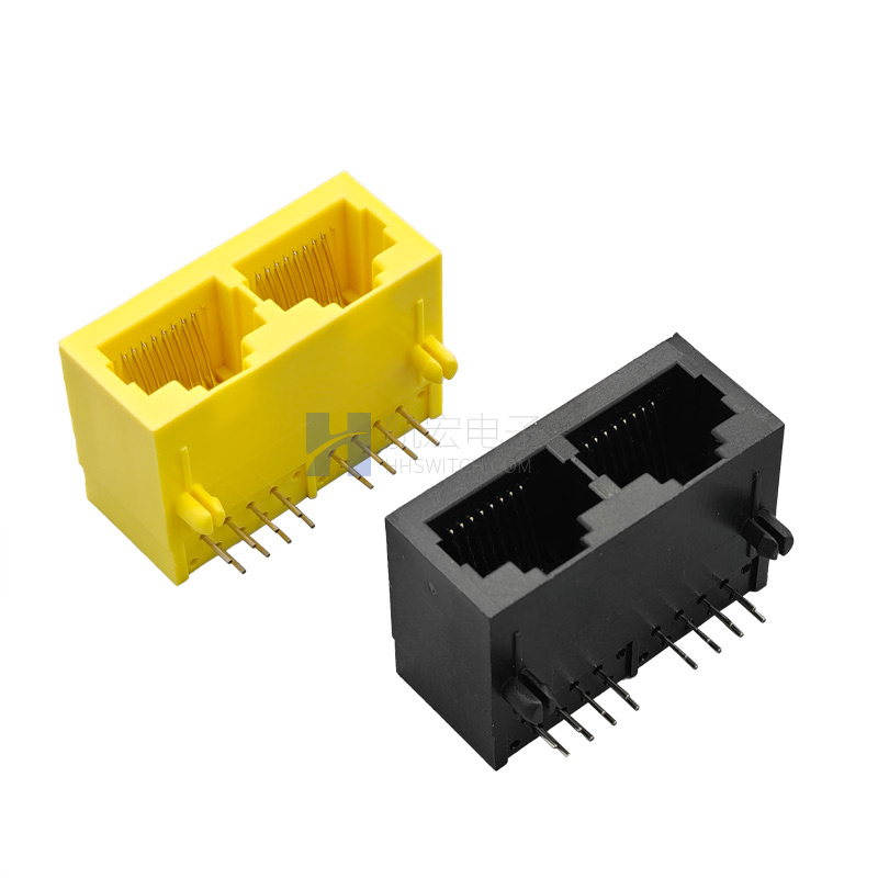 RJ45网口连接器 1X2 10P8C全塑无灯 网络接口 光猫路由器交换机母座