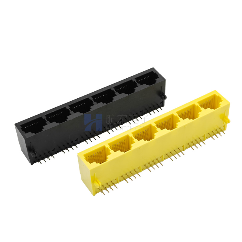 RJ45网口连接器 1X6 8P8C全塑无灯 网络接口 水晶头母座 光猫路由器